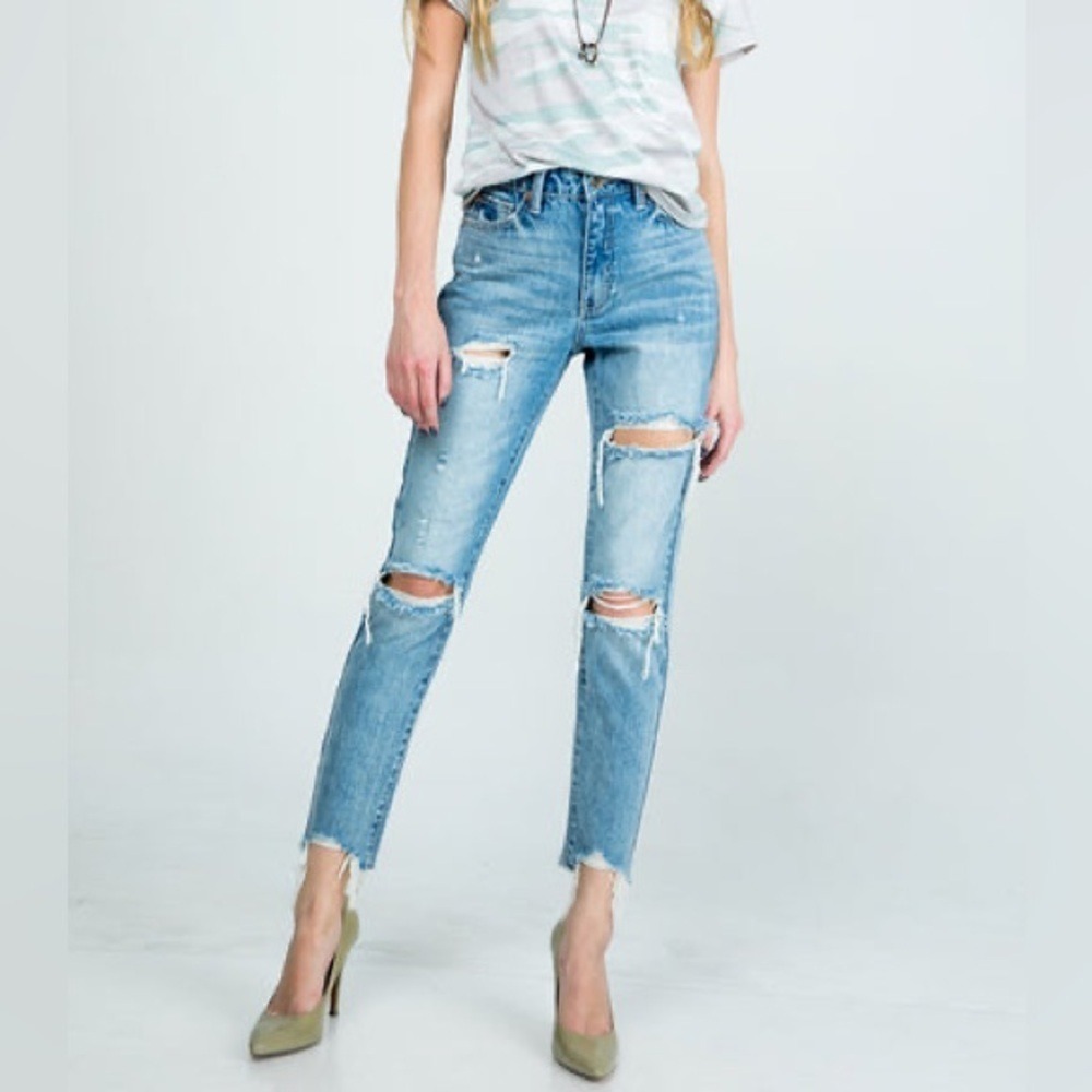 Special A Cropped Jeans Womens Size 3 / 27 High Rise Distressed Cotton‎ Grunge